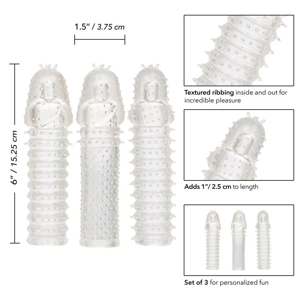 3-Piece Textured Penis Extension Sleeve Kit - Image 5
