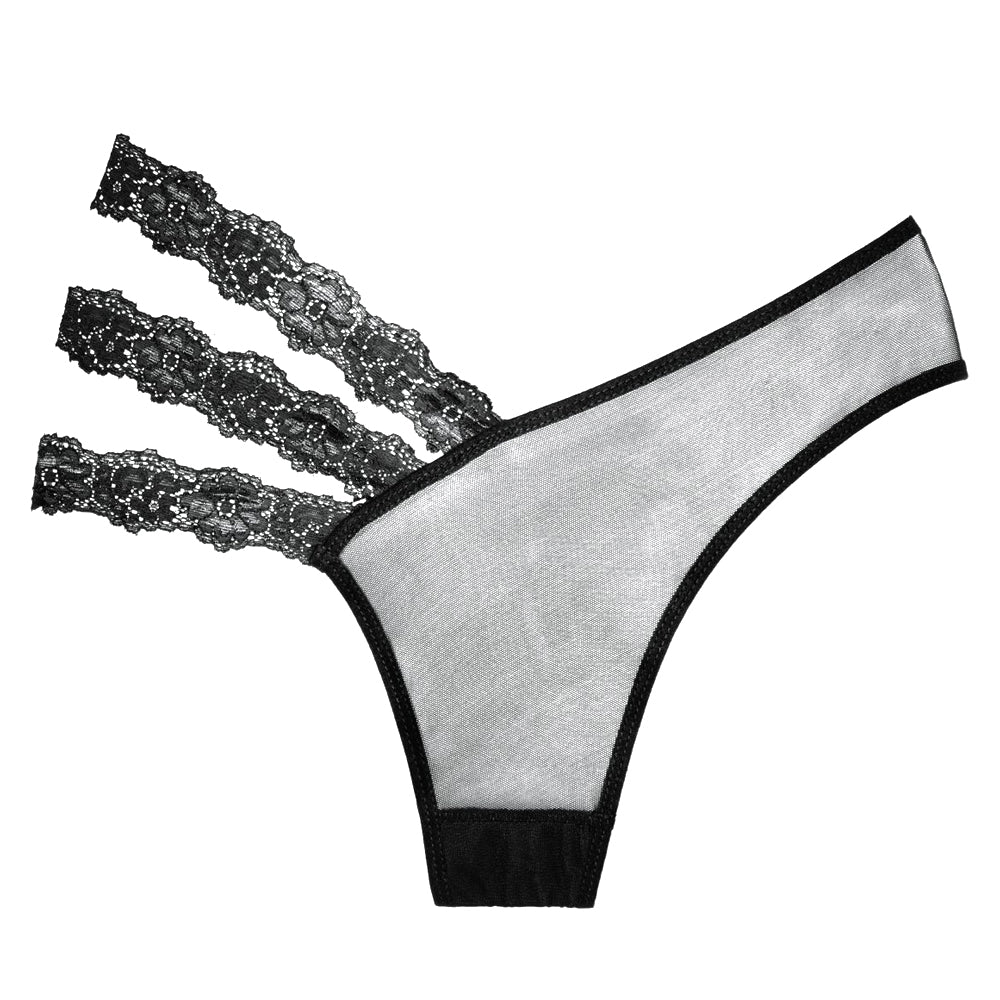 Allure Adore Wild Orchid Asymmetrical Mesh & Triple Lace Strap Panties - Image 4
