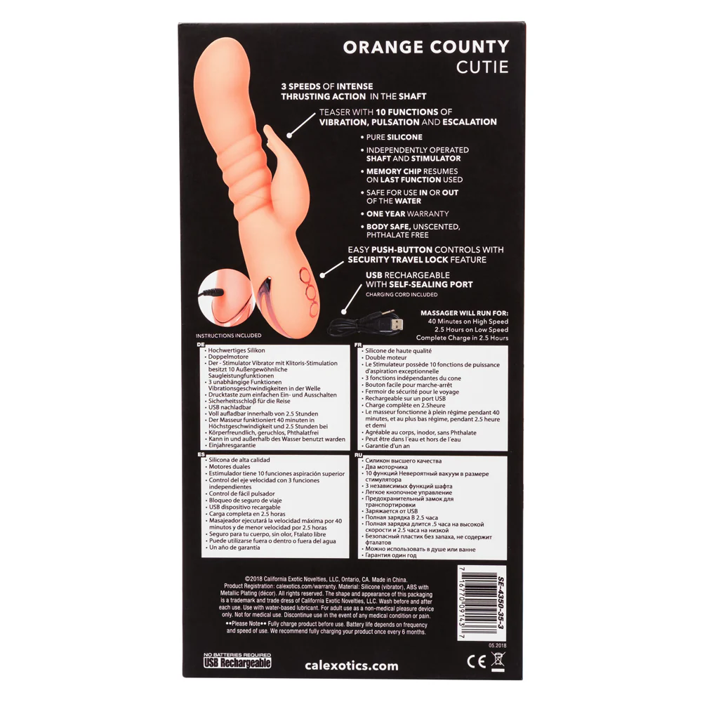 California Dreaming Orange County Cutie Thrusting Rabbit Vibrator - Image 11