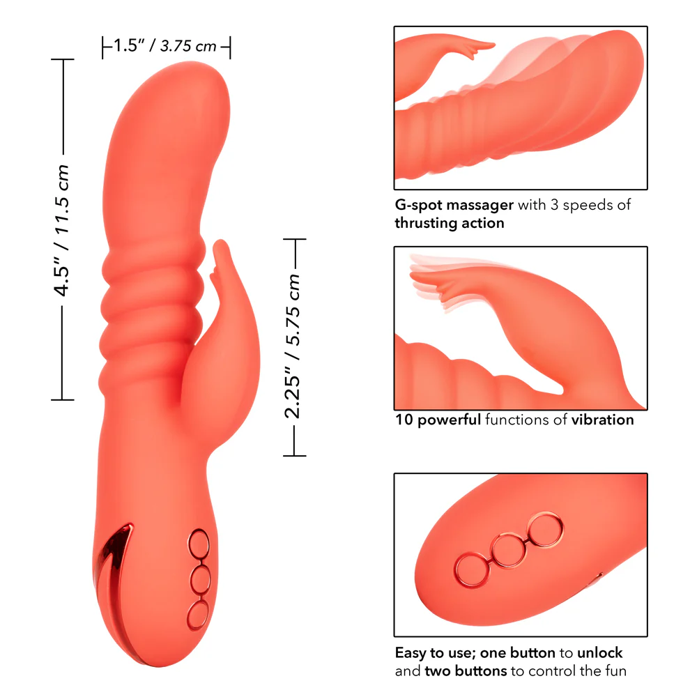 California Dreaming Orange County Cutie Thrusting Rabbit Vibrator - Image 8