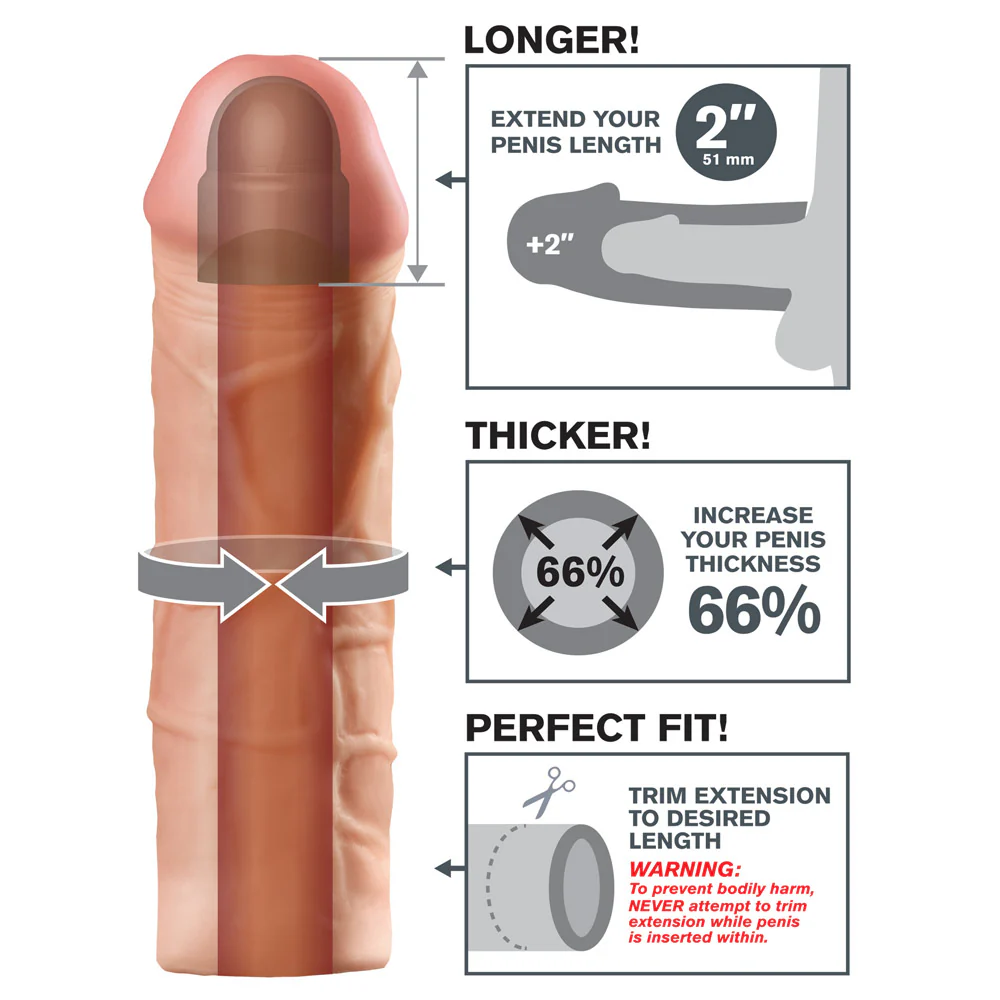 Fantasy X-Tensions Mega 2" Girthy Penis Extension Sleeve - Image 5