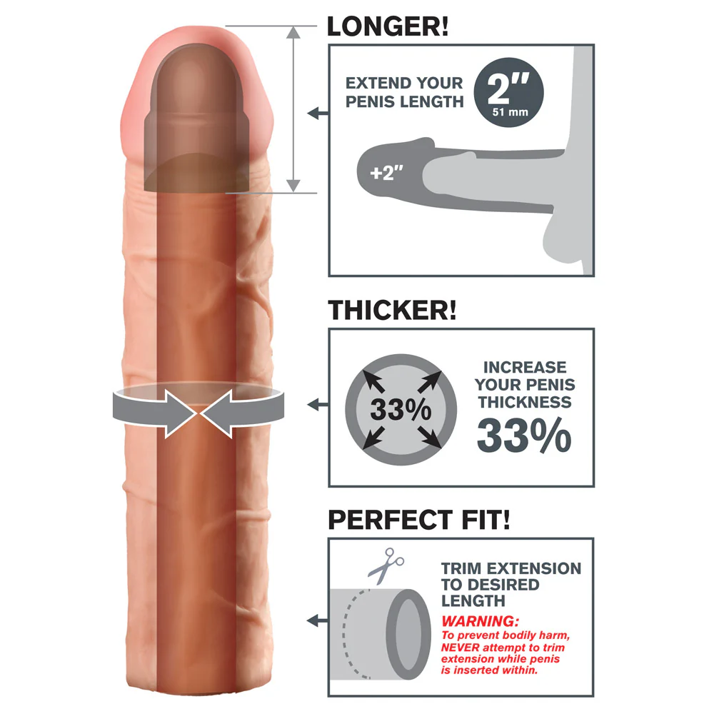 Fantasy X-Tensions Perfect 2" Firm Tip Penis Extension Sleeve - Image 4