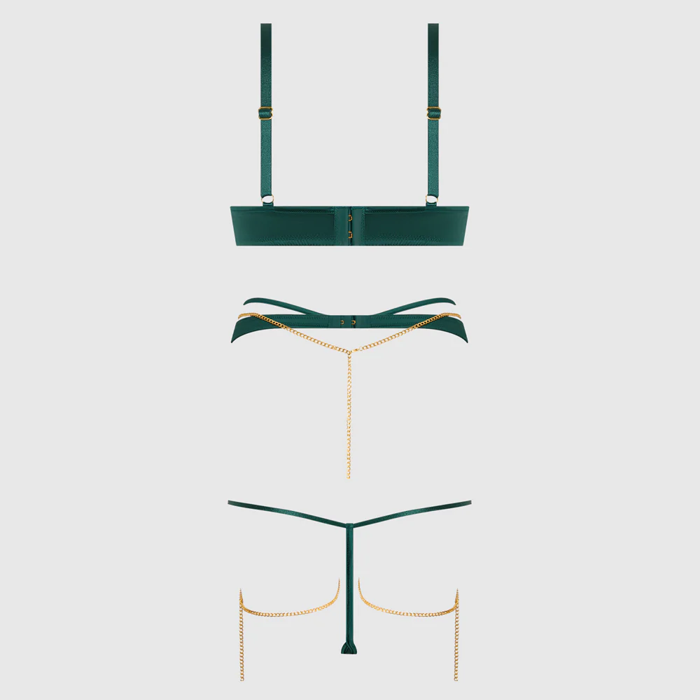 House of Desire Evangeline Satin & Chain Cutout Lingerie Set - Image 7