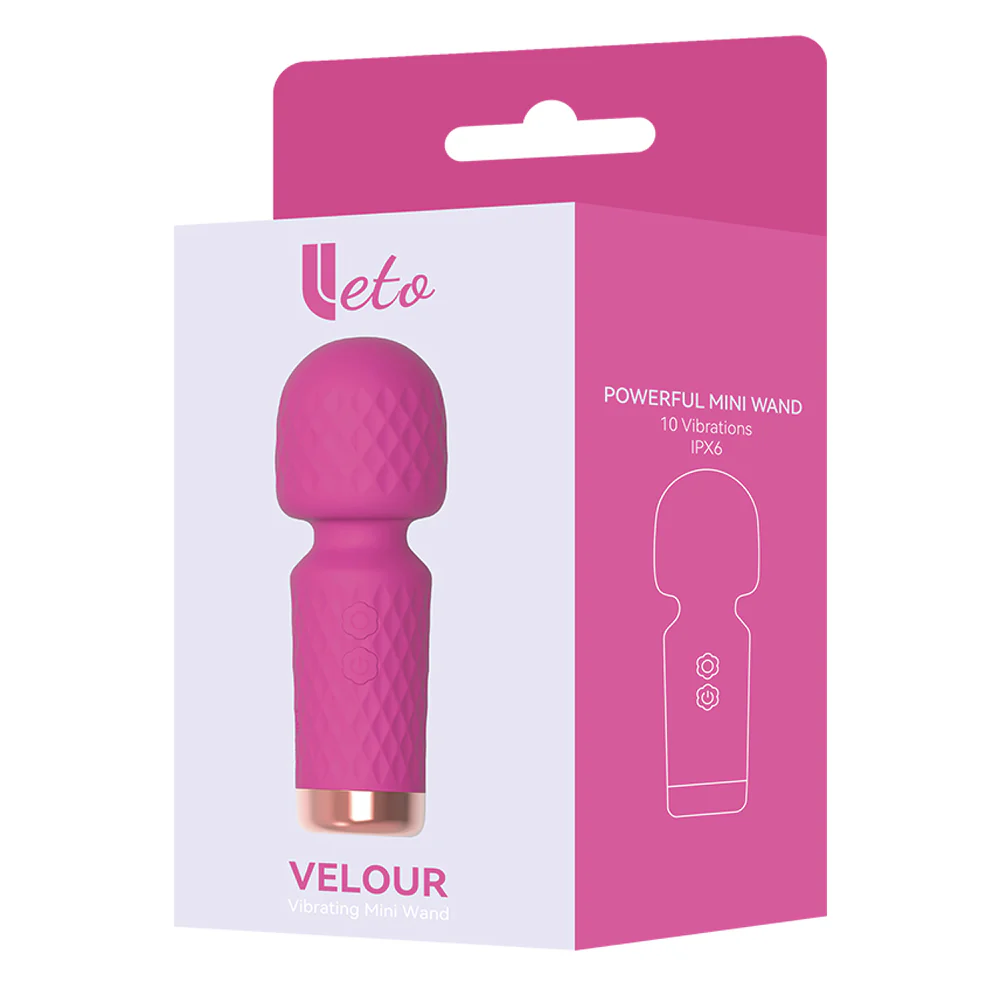 Leto Velour Textured Silicone Vibrating Mini Wand - Image 4