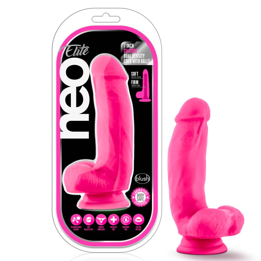 Neo Elite 7" Silicone Dual Density Cock With Balls - Image 6