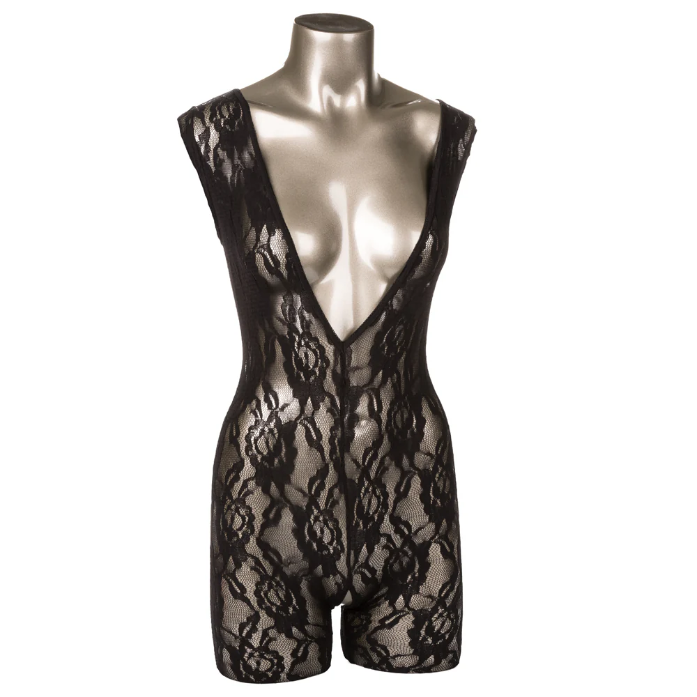 Scandal Plunging Crotchless Floral Lace Bodystocking - Image 6