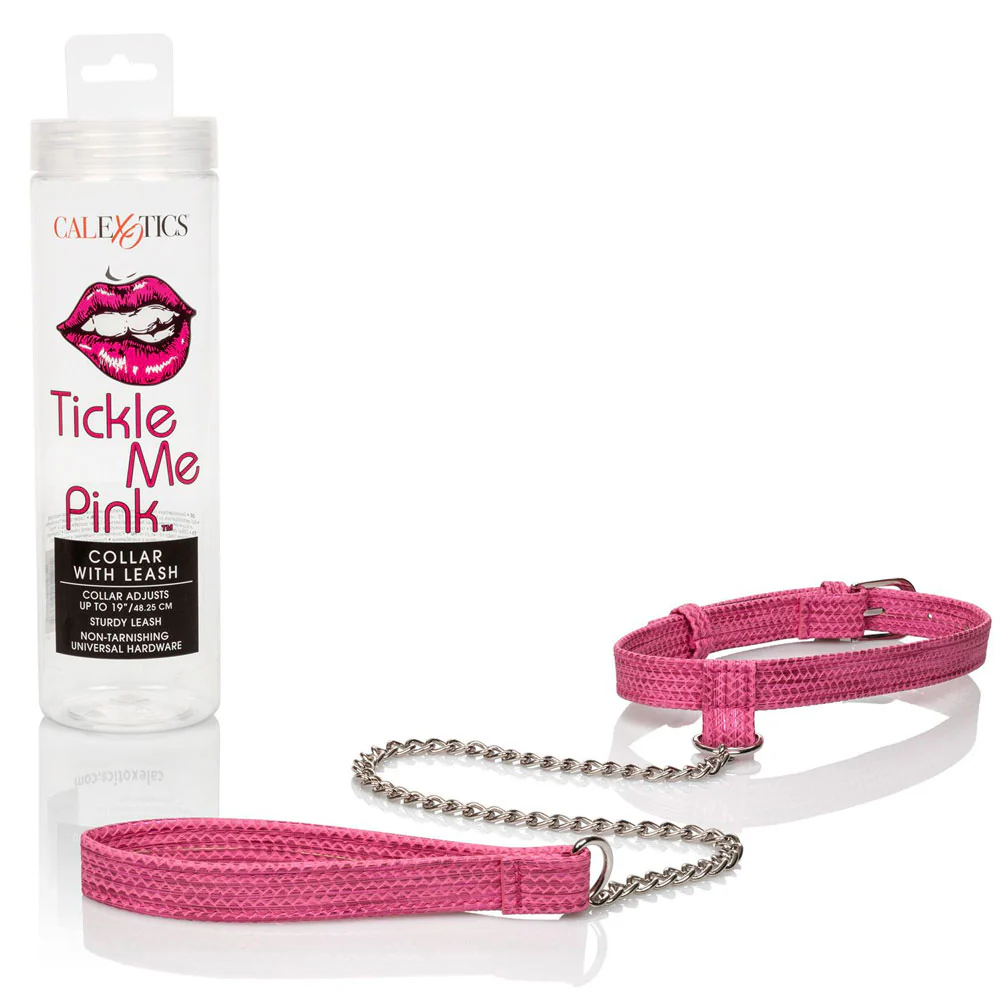 Tickle Me Pink  Glitter Collar With Leash - Image 7